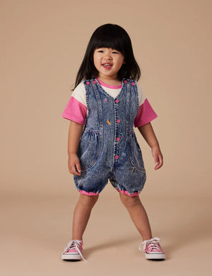 Nina Fruity Denim Romper Goldie + Ace 