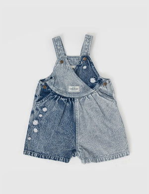 Macy Crossover Denim Shortalls - Daisy Sprinkles Goldie + Ace 