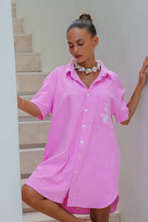 Terry Shirt Dress - Pink Palm Collective 