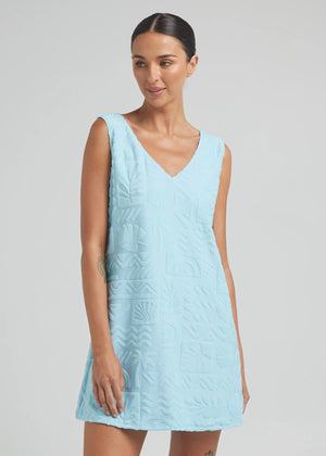 Mai Tai V Tunic Towelling Dress - Sky Poolside Paradiso 