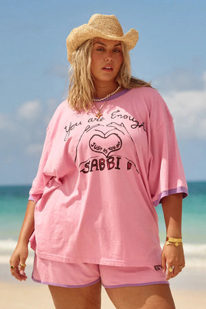 The Very Oversized You’re Enough Tee - Pink Sabbi 