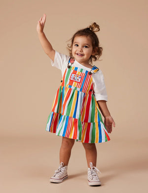 Tully Tiered Pinafore Dress Land Down Under Stripe - Primary Goldie + Ace 