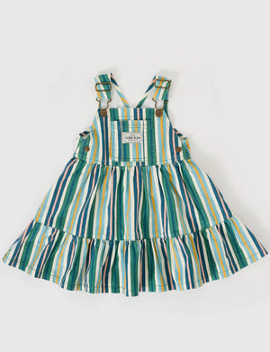 Tully Tiered Pinafore Dress - Evergreen Stripe Goldie + Ace 