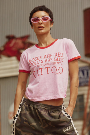 The Tiny Tattoo + Roses Tee - Pink Sabbi 